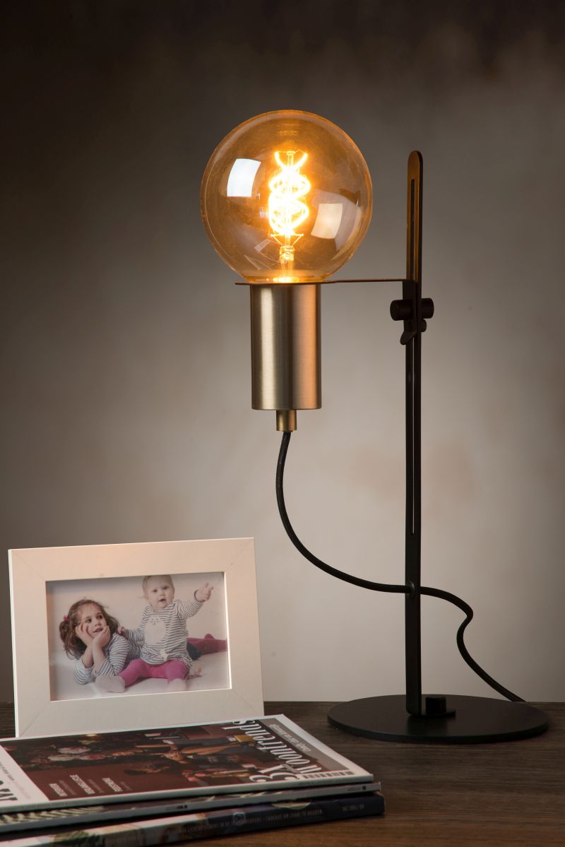 Lucide MALCOLM - Stolná lampa - Ø 23 cm - 1xE27 - Čierna